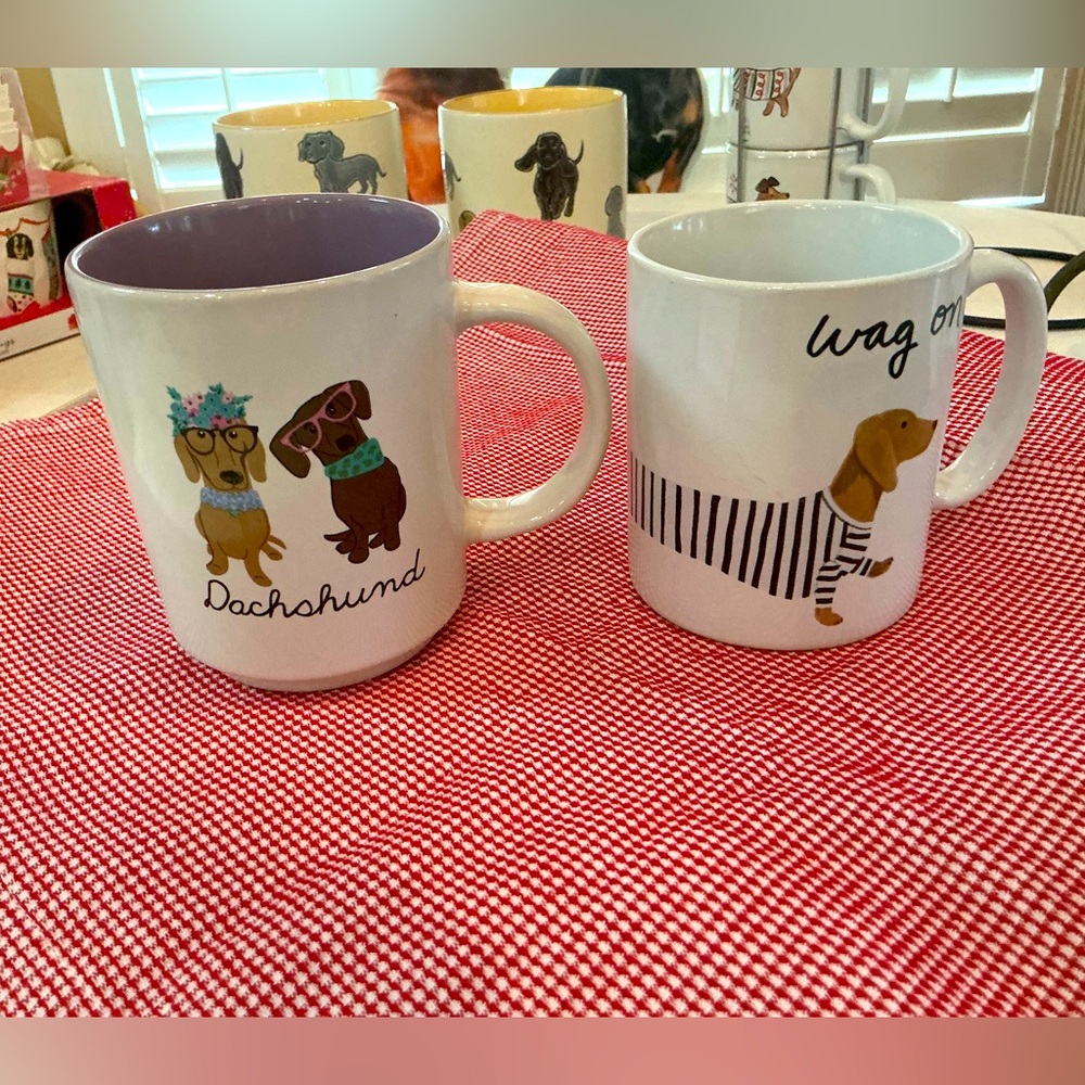 Pair of Dachshund mugs perfect for spring and summer Images on both sides
